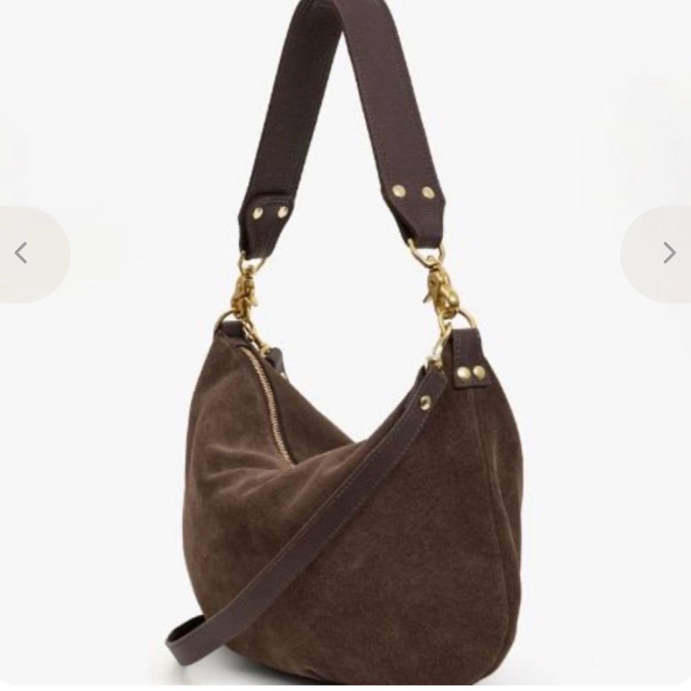 Clare V Dark Brown Suede Hobo Bag with Gold Hardware - Picture 2 of 6